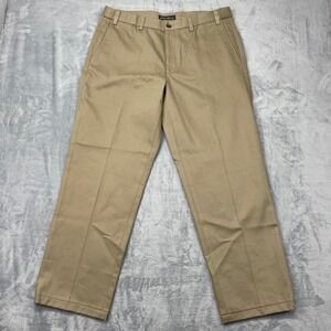 Eddie Bauer Mens 36 Khaki Relaxed Fit Wrinkle Free Cotton Chino Pants